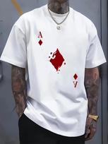 Unisex Minimalistinis Ace Diamond Pokerio T-shirt Žaidimo Kortų Grafinis Spaudinys Trumpomis Rankovėmis Apvalia Kaklo Iškirpte Laisvalaikio Medvilninis Vyriškas Mados T-shirt S gray