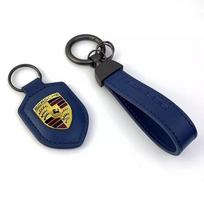 1/komplektas Shield raktų pakabukas Odinis raktų žiedas Kūrybiškas pakabukas Dovana Porsche Panamera Macan Boxster Cayman Cayenne 911 718 Priedas RT9 white