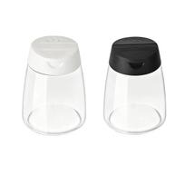 Glass Double Opening Seasoning for and Spices - Kitchen BBQ Condiment Dispenser One Size black