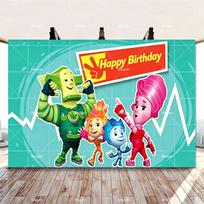 Cartoon The Fixies Backdrop Kids Birthday Decorations Party Supplies Baby Shower Banner Photo Shoot Props Boys Girls Favor Gifts 90.6x70.8inch/230*180cm