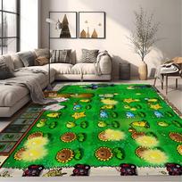 P-Plants-vs-Zombie Animacinis Vonios Kilimėlis Vaikų Kambario Miegamojo Dekoras Balkono Neslystantis Durų Kilimėlis Svetainės Lovos Šalia Kilimai 60cm x 90cm