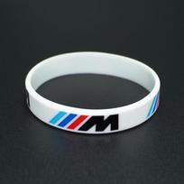 M Power Silikoninė Guminė Apyrankė BMW M Emblemai M3 M5 X1 X3 X5 X6 E46 E39 E36 E60 Serijoms Lanksti Apyrankė Sportinis Apyrankė 202x12x2mm white