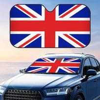 Union Jack Flag Of The UK Sun Visor Reusable Aluminum Foil UV Protector Heat Three-layer Insulation Windshield Sunshades 130x70cm red