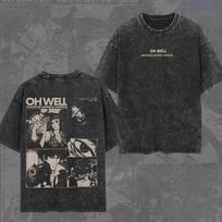 Vintage Wash Cowboy Bebop Spike Spiegel Graphic Tee, Retro Anime Streetwear Shirt 130 gray