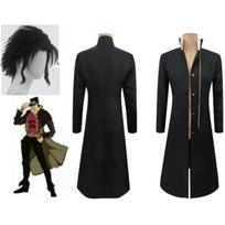 Anime Higashikata Josuke Cosplay Kostiumas Vyriškas Kostiumas Baltas Armijos Uniformos Paltas Kelnės Diržas Kepurė Kaklaraištis Helovinas Kalėdų Apranga XXXL black