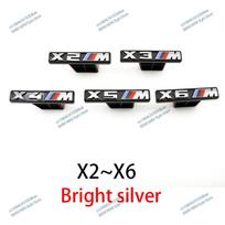 BMW M Power X5 X6 Priekinių grotelių emblema X3 X4 Blizgus juodas baltas 3D ABS logotipas X2 Performance ženklelis Auto automobilio išorės aksesuarai X4M sidabras
