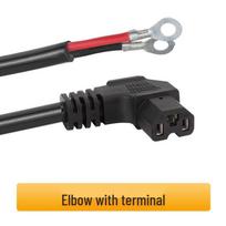 Electric Scooter Charger Right Angle T-Type Power Cord with 3-Pin Male/Female Connectors 6 sq mm, 1.5m, with copper lug