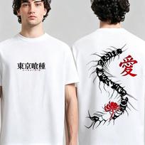 Kaneki Ken Graphic Tshirt Anime Tokyo Ghoul Clothing Unisexs Womens Casual Cotton T Shirt Harajuku YK Vintage Streetwear Tops S white