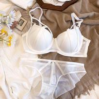 Naujos spalvos apatinio trikotažo rinkinys Sexy Hollow Push Up liemenėlės komplektas moterims Classic Bandage Brassiere Summer Lace Plus Size liemenėlės ir kelnaičių rinkiniai 85D balta