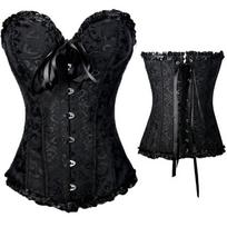 Moteriškas „Bustier“ korsetas „Bustier“ kūno formavimo priemonė su nėriniuotais kaulais plius dydžio S juoda
