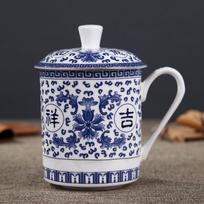 Jingdezhen Bone China keraminiai dideli puodeliai su dangteliu gėrimams Porcelianinis puodelis dovana susitikimui Biuro puodelis apie 500 ml 8(about 500ML)