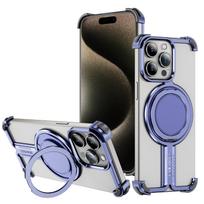 Magnetinis dėklas iPhone 16 15 14 13 12 Pro Max dangtelis Titano lydinio metalinis stovas laikiklis apvalkalas Magsafe oro pagalvės Fundas iPhone 13 Pro šviesiai violetinė spalva