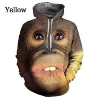 Juokingas orangutangas/beždžionė 3D spausdintas gyvūno gobtuvas Madingi gatvės drabužiai Megztinis ilgomis rankovėmis Gatvės drabužių viršūnės S black