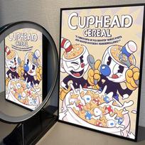 Animacinis žaidimas C-Cuphead Klasikiniai Vintažiniai Plakatai Baltas Popierius Spaudiniai Plakatai Meno Kūriniai Kawaii Kambario Dekoras 30cm×40cm NoFrame black