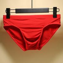 Triangle Briefs Underwear Elastic waist Seamless Breathable Pouch Male M raudona