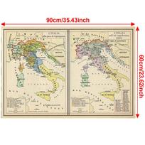 Italijos žemėlapio fonas – senovinis Italijos žemėlapis, sienų dekoras, namų dekoras, studijos, geografiniai įrankiai, turizmo / švietimo įrankiai style 2-90*60cm
