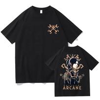 Arcane Antrasis Sezonas Caitlyn Marškinėliai Mada Vyriški Moteriški Drabužiai Harajuku Drabužiai Unisex Viršutiniai Drabužiai Medvilniniai Marškinėliai Grafiniai Marškinėliai Gerbėjų Dovana L black
