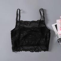Vasarinė kvėpuojanti šilkinė nėriniuota camisole, universali maikutė L black