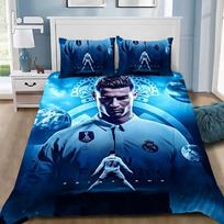 3D NAUJAS Antklodės užvalkalas Pagalvės užvalkalas Lovos komplektas Futbolas CR7 R-Ronaldos Suaugusiųjų Berniuko Mergaitės Miegamojo Dekoras Vaikams Viengulis Dvigulis Didelis 70x133cm 2pcs blue