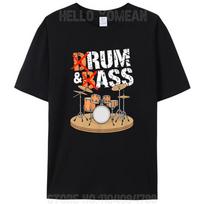 Drum And Bass Or Rum And Ass Music Instrument Drummer Men's Cotton T-Shirt Funny Unisex Graphic Oversized Tees Shirts Tops Gifts M black
