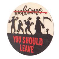 Horror Welcome Sign Innovative Farmhouse Theme 3D Halloween Horror Welcome Sign for Front Door Porch Decoration black