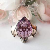 Huajie Women's Elegant Bat Animal Design Rings Light Purple Sweet Water Drop Crystal Girl Gift Ring Charming  Trendy 9 violetinė