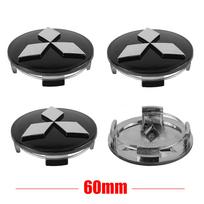 Originalūs 4 vnt. 60 MM ratų centriniai dangteliai Logotipas Stebulės dangteliai Ženklelis Emblema Mitsubishi Ralliart Pajero EX Lancer Outlander Competition gray