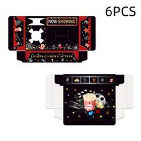 6pcs Movie Night Family Theater Snack Tray Popcorn Box Holder for Adult Viewing Party black