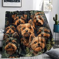 Jorkšyro terjero rašto flanelės pledas, aukštos kokybės, patogus visais metų laikais, namų dekoras, šiluma ir komfortas, puikiai tinka dovanoms. 130cm x 150cm