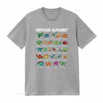 Dinozaurų tipai Abėcėlė A Z ABC Dino identifikavimas T marškinėliai vintage Skalbtas viršus kasdieniam dėvėjimui Unisex grafinis Universalus M gray