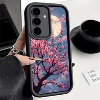 Phone Case for Samsung Galaxy A17 A16 A15 A14 A13 Dreamy Night Cherry Blossom Tree A56 A36 A26 A55 A35 A25 A54 A34 A24 A53 A33 A Samsung A73 gray