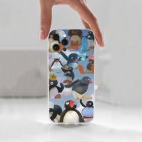 Cartoon Pingu Penguin Phone Case For iPhone,14,13,XR,SE,12,15,Pro,Max,Plus,11,17,16,X,XS,Mini Transparent Soft Cover iPhone12 gray