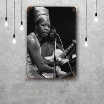 Nina simone Vintažiniai metaliniai skardos ženklai Plakatai Dekoras Retro metalinė plokštelė Sienos meno dekoras Garažui Barui 30x40cm(11.8x15.7inch) gray