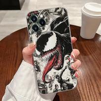 Marvel Venom komiksų permatomas telefono dėklas, skirtas iPhone 17 Pro Max 17E 11 12 13 14 15 16 Pro Max Plus 17 Air 16E 7 XS, minkštas dangtelis iPhone 11 Pro Max