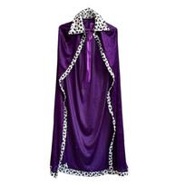 Themed King Queen Cape Costume Halloween Party Cloak Lightweight Polyester Design Theater Performances Hat blue
