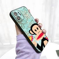 Beždžionė P-Paul Frank telefono dėklas IPhone 17 Pro Max 15 Pro 16 14 Plus 12 13 Mini 11 Pro atsparus smūgiams minkštas dangtelis iPhone 17Pro gray