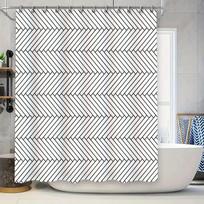 Modern Simple Black White Geometric Herringbone Bath Shower Curtain Decorative Waterproof Bathroom Fitted Tapes W90H165(CM)-1 Pcs gray