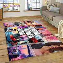 3D GTA žaidimo Grand Theft Auto žaidėjo kilimas kilimėlis svetainei miegamajam namų dekoravimui, neslystantis grindų kilimėlis dekoravimui prie sofos, durų kilimėlis 60x90cm( 23x35in )