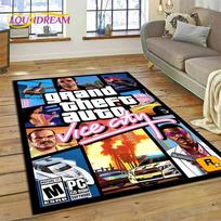 3D GTA žaidimo Grand Theft Auto žaidėjo kilimas kilimėlis svetainei miegamajam namų dekoravimui, neslystantis grindų kilimėlis dekoravimui prie sofos, durų kilimėlis 40x60cm( 15x23in ) black
