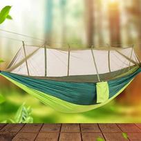 210t Nylon Camping Hammock With Waterproof Rain Fly Tarp Lightweight Portable Mosquito Net Hammock Tent Awning Multifunctional Outdoor Hammock For Hik žalia