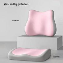 Memory Foam Lumbar Support & Seat Cushion Set - Breathable, Pressure-Relief for Comfortable Long Sitting Lumbar Support white