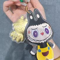 Labubu Cartoon Phone Lanyard: Trendy Leather Charm Pendant and Creative Bag Accessory white