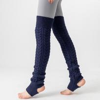 Japanese Solid Color Knitted Winter Warm Leg Warmers Women Over Knee Tube JK Socks Socks Ballet Yoge Leg Cover Long Leg Socks 35-39 tamsiai mėlyna