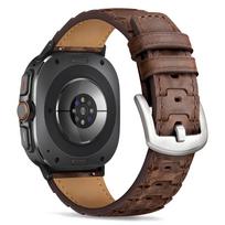 leather Band for Samsung Galaxy Watch Ultra 2025 Men Hand-stitched watch strap  for samsung 7 ultra GALAXY ULTRA 47MM Correa 47MM rausvai ruda spalva