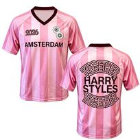 Harry Styles rožiniai futbolo marškinėliai, 2026 m. Amsterdamo atributika, nauja serija, unisex marškinėliai, kvėpuojantys trumpomis rankovėmis, laisvo kirpimo dizainas XL balta