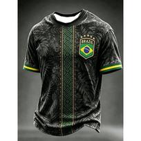 2026 Naujas modelis Brazilijos vėliavos tema Futbolo marškinėliai Sportinis treniruočių kostiumas Greitai džiūstantis marškinėlis Vyriškas trumpomis rankovėmis marškinėlis Viršutiniai drabužiai 3XL