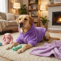 Žiemos šunų drabužiai Fleece šiltas gobtuvas vidutinio dydžio ir dideliems šunims minkštas pliušinis šunų lauko paltas Labradoro Auksinio retriverio drabužiai M violetinė