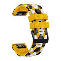22 26mm Quick Fit Watchbands For Garmin Fenix 6 6X Pro 7 7X 5X 5 Plus 3HR Silicone Easyfit Wrist Band Football Pattern Strap 26mm Fenix 6X 6XPro yellow