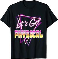 Let's Get Physical Retro Neon 80s Design T-shirt L purple
