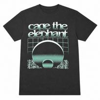 Cage The Elephant Band Tee Black Teal Orb Retro Graphic T-Shirt Short Sleeve Unisex T-Shirt L gray